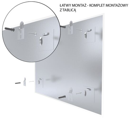 Tablica magnetyczna szklana biała premium montaz